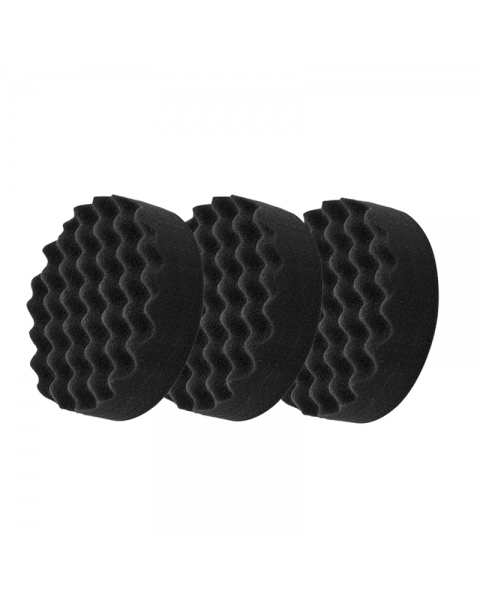 Hook and Loop Soft Black Waffle Foam Pad Buffer Sponge - Set of 3 Pieces - Air Polisher Accessory, 2 inch