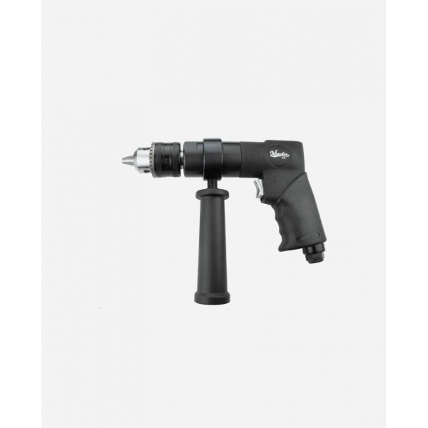 Heavy Duty 1/2" Keyed Pistol Grip Air Drill, 500 Rpm, Side Handle